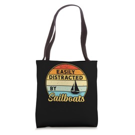 Vintage Sailboat Easily Distracted Boat Captain Sailing Gear Tote Bag