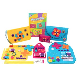 Sewing Kit for Kids - Learn to Sew 3 Felt Pouches - 72 Pieces with Step-by-Step Video Tutorials & Instruction Guides to Make Fashion Accessories - Sewing Crafts Kit for Beginners Ages 10 & Up