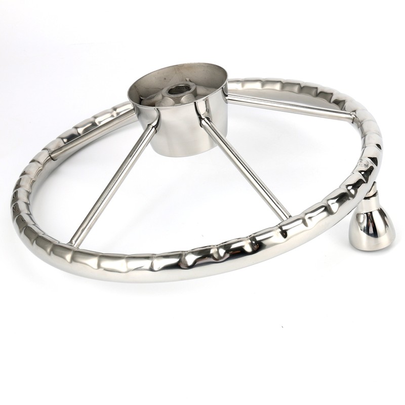 Amarine Made 5-Spoke 13-1/2 Inch Destroyer Style Stainless Boat Steering