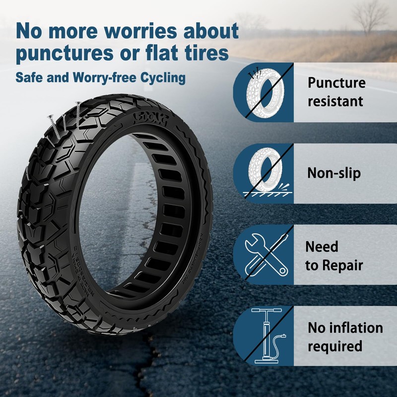 60/70-6.5 Scooter Tire Tubeless, 10x2.50 Front or Rear Replacement Explosion-Proof