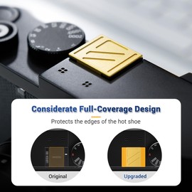 Upgraded Q3 43 Q2 Metal Hot Shoe Cover Protector Cap with Full-Coverage Design Special Designed for Leica Q3 43 /Q3/Q2 Digital Camera , Aluminum Alloy Q3 43 Hotshoe Cover with Silicone Cushion - Gold