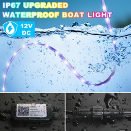 Gliztech Boat Lights Led Waterproof 33FT, 12V RGB Marine LED Strip Exterior, IP67 Pontoon Boat Lights Interior with App for Pontoon, Bass, Deck, RV, Fishing Kayak