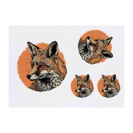 Azeeda 4 x 'Fuchs Porträt' Temporäre Tattoos - Wasserfest, Hautfreundlich & Ungiftig · Transfers in Verschiedenen Größen (TO00070668)