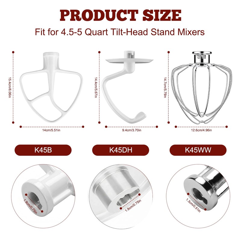 Mixer Attachments for KitchenAid 4.5-5 Qt Tilt-Head Stand Mixer, Dishwasher