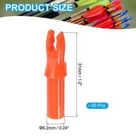 MECCANIXITY Archery Arrow Nocks Plastic Carbon Arrow Inserts .244"/6.2mm for DIY Hunting Shooting Compound Recurve Bow(Orange, Pack of 50)