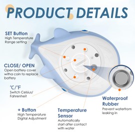 Bath Thermometer Newborn Water Thermometer Baby Bath Thermometer Digital With LCD Display Baby Bath Thermometer Whale Shape Baby Bath Thermometer for Baby Bath and Room Waterproof and Floats in Water