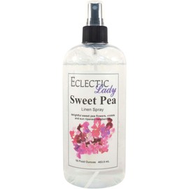 Sweet Pea Linen Spray, 16 ounces - Eclectic Lady Sheet and Linen Spray - No Artificial Colors, Parabens, or Preservatives - Long-Lasting Scent for Bed, Fabric & Pillow