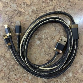 Unbranded 3 in 1 USB Micro Type C Fast Charging Cable Cell Phone Tablet Tab Cord Charger - Black