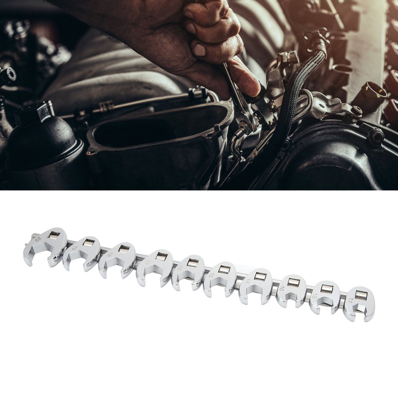 10pcs Crows Foot Wrench Set 10mm to 22mm Sizes Metric