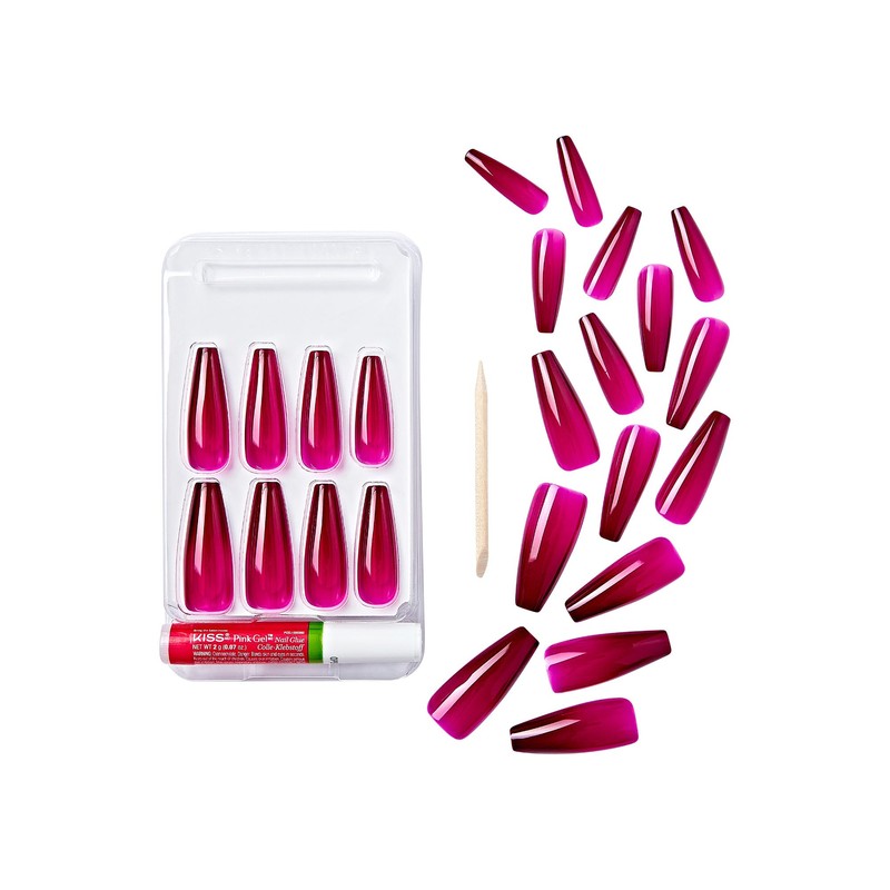 GoldFinger False Nails Kit, Jelly Color Ready to Wear Berry