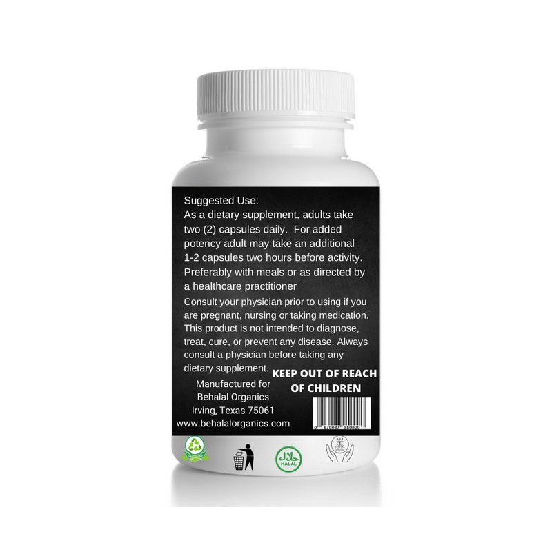 Behalal Organics Mullein Leaf 500mg Vegan Capsules 100 Count