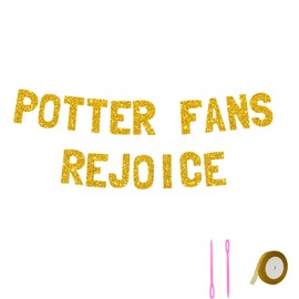 Meowoo Magic Potter Party Decoration, No-Mess Golden Glitter Banner, 7.7-Inch Bold Letters, Proud Luxe Cardstock for Fan Celebrations, Potter Fans Rejoice Theme Supplies
