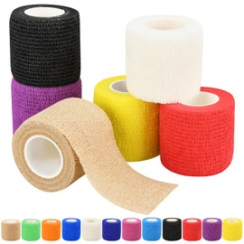 2" Self Adhesive Bandage Wraps, 6pcs Vet Wraps, 6 Colors, 5 Yard Self Adherent Wraps for Sports, Wrist, Ankle and Swelling