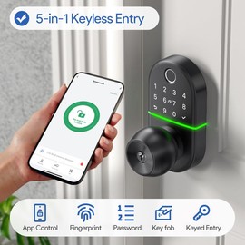 Keyless Entry Knob for Front Door: NICE DIGI Keypad Digital Lock, Biometric Lock with Fingerprint, Easy Installation