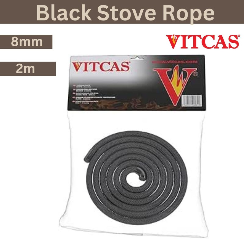 VITCAS 8mm 2m Black Stove Fire Rope for sealing Jointing