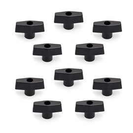 POWERTEC 1/4"-20 T Knobs 10 Pack, Clamping Knobs with Steel Insert for T Track Bolts, Thumb Screw Threaded Knobs for T Track Accessories, Feather Boards, Woodworking Jigs and Fixtures (QNB3001-P2)