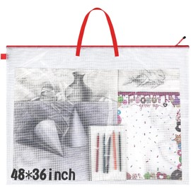 Tenceur 1 Estuche de Portafolios de Arte 36 x 48 Pulgadas Bolso Grande con Asa Carpeta de Cartera de Obra de Arte Bolsa de Almacenamiento de Carteles Organizador de Suministro de Artista (Rojo, 1)