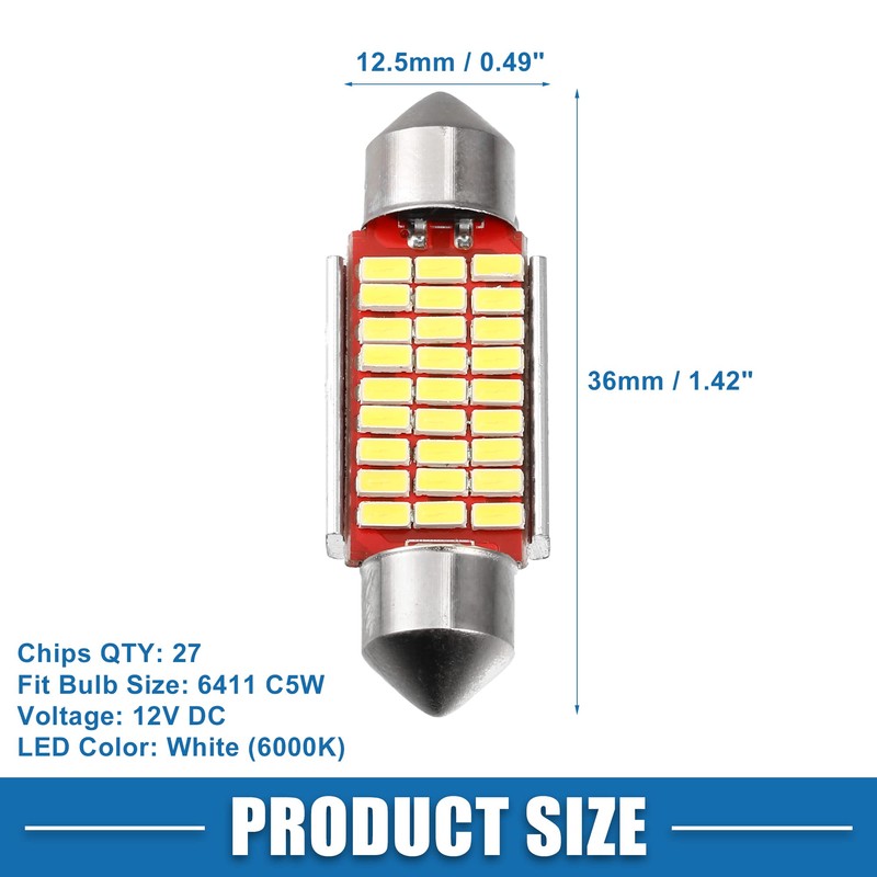 A ABSOPRO Festoon LED Bulbs White Bright 36mm 6418 6411