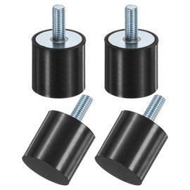 M METERXITY 4-Pack Rubber Mounts D40mmxH40mm Male Vibration Isolators Cylindrical Shock Absorber W M10 x 25mm Studs for Air Compressor/Car/Pump/Boat/Garage Motor/Bobbins Rubber Isolators