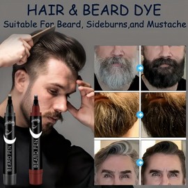 Beard Pencil Filler,Black Beard Pen,Beard Thickener for Men, Beard Pencil Filler for Men,Shape Beard Filler,Waterproof Beard Filler Pen for Hair, Beard & Eyebrow,Long Lasting Beard Pencil (black)