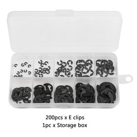 120/200 Pcs Circlips Assorted Sizes, E Clips, E-Clips Circlip External Retaining Rings Assortment Set, Snap Rings Assortment Kit, Heat Treated External Retaining Clips(Color:Black, 120pcs)