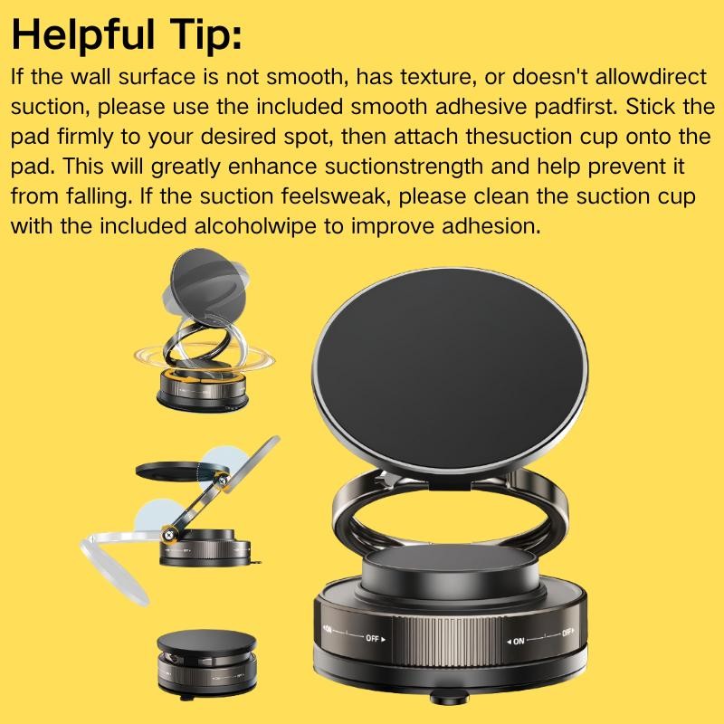 360° Adjustable Vacuum Magnetic Phone Holder – Suction Cup Mount