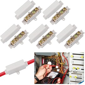 5 Pieces Wire Connector with Double Screws Brass and ABS Housing, Butt Wire Terminal Block for Electrical Installation, 1000V 100A, Suitable for 2.5-16mm² Cable, Heavy Duty & Heat Resistant