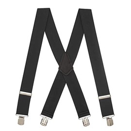 Suspender Store Classic Solid Color Suspenders - 2-Inch Wide - X-Back - Pin Clip - 42" for 5'0" to 5'9" tall - Black