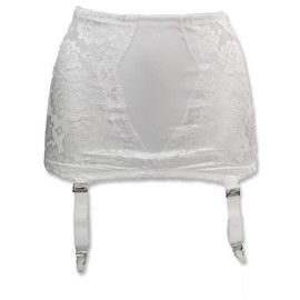 TVRtyle Black/White Vintage 4 Wide Strap Metal Clip Sexy Women's Garter Belts for Stockings (2X-Large, White)