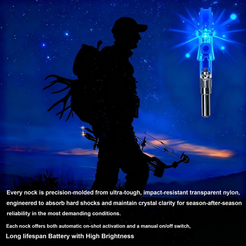 NoxDyn 12pcs Lighted Nocks for Arrows,High-Visibility Light Up Nocks with