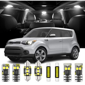 AENVTOL 10 Pieces LED Interior Lights Kit Replacement for Kia Soul 2010-2024 White Interior LED Bulb Package + License Plate Light, Install Tool