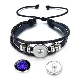 Xeyau 12 Constellation Capricorn Bracelets Spirilet Bracelet Zodiac Constellation Bracelet Zodiac Signs Guardian Fluorescent Woven Leather Bracelet for Women Men Jewelry (J-Capricorn(12.22-1.19))