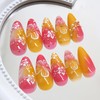 Jremg Flower Press on Nails Medium Almond Fake Nails with
