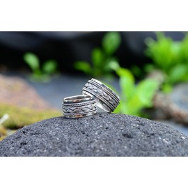 Windalf Vikings Band Ring WYKIN 10mm Spinning Viking Knot Nordic Friendship Hand Forged 925 Sterling Silver, Fabric, No Gemstone