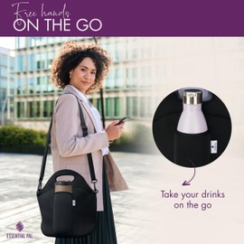 Essential Pal Insulated Lunch Bag Tote with Bottle Holder – Large Neoprene Lunch Box for Women & Men, Machine-Washable, Leak-Resistant, Reusable Lunch Tote with Removable Strap