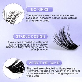 DIY lash Extension Kit 60D+80D Lash Cluster Kit with 240 PCS C/D Curl 16-20mm Mixed,Individual Lashes Clusters Lash Band and Seal Cluster Lash Applicator Individual Lashes Kit(60P/80P D16-20mm Kit)