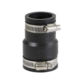 Supply Giant 6I3J Flexible PVC Rubber Coupling with Stainless Steel Clamps, 1.9"x 1.6" Inner Diameter for 1-1/2" x 1-1/4" Nominal Pipe, Black