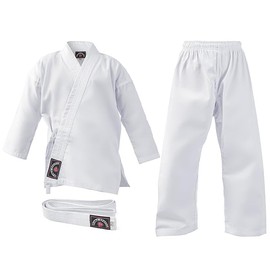 Prime Sports Midweight Karate Gi, 8oz Cotton Polyester, White, Martial Arts Uniform, Beginner with White Belt (White, 3 (5'1"to 5'4"))