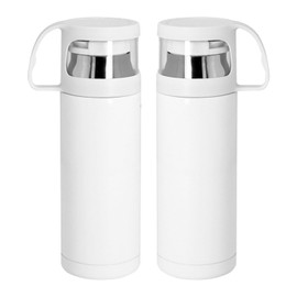 Stainless Steel Thermos with Built-In Cup – Cosmos Flower Illustration Minimalist Galaxy Abstract Surrealist Star – 350 ml – Insulated Bottle