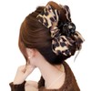 Wenlly leopard bowknot hair claw clip, 5.9 inch large retro
