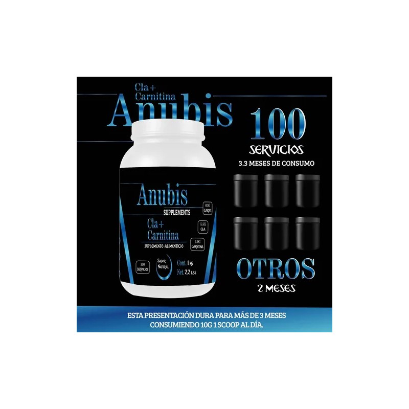 Cla Carnitina 1kg Anubis 100 Servs Pre Entreno Sabores