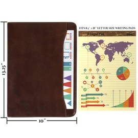 Tony Perotti Italian Bull Leather Deluxe Zip-Around Professional Business 8.5" x 11" Letter Size Writing Note Padfolio Portfolio Cover Holder Organizer, Brown