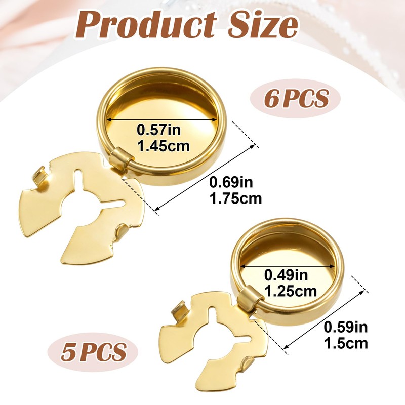STSTR 11PCS Gold Button Covers for Women, Blank Cuff Links