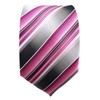 TigerTie silk tie in pink magenta gray silver striped -