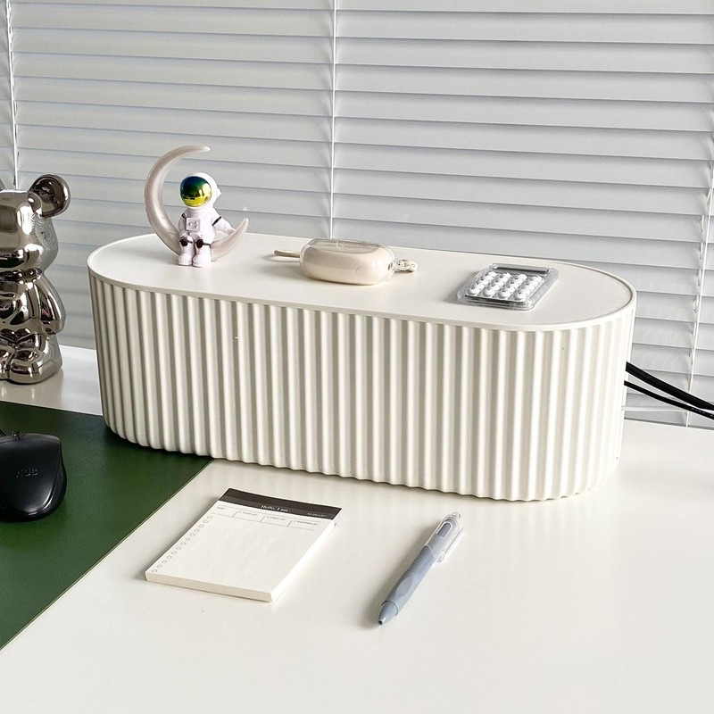 Nineween White Cable Management Box, Plastic Cable Box Organizer with