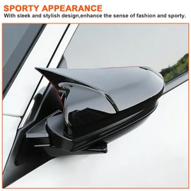 2pcs Side Mirror Cover Cap Compatible with Honda Civic 2016 2017 2018 2019 2020 2021,Glossy Black 10th Gen Civic Exterior Accessories