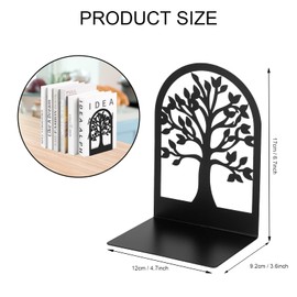2 Pairs Bookends Book Ends Metal Bookends Bulk Book Ends for Shelves Black Book Ends Holder Book End Bulk Decorative Tree Bookends Book Shelf Holder Heavy Duty Bookends for Shelves Office Home School
