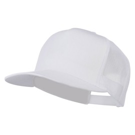 Yupoong 5 Panel Mesh Trucker Snapback Cap - White OSFM