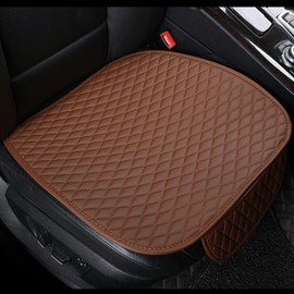 TTMiku Leather Car Seat Bottom Covers Protectors, Include 1 Piece Front Seat Protector, Universal Seat Covers Seat Pad Mat for Most Cars SUV Truck (1×Brown Front Seat Cover)