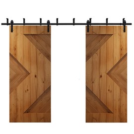 CCJH 9FT Ceiling Mount Sliding Barn Door Hardware Kit Black Low Ceiling L-Shape Bracket System, Fit 27" Wide Double Door Panel (Basic Style)